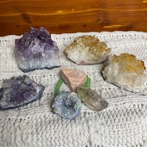 Citrine and amethyst crystal clusters